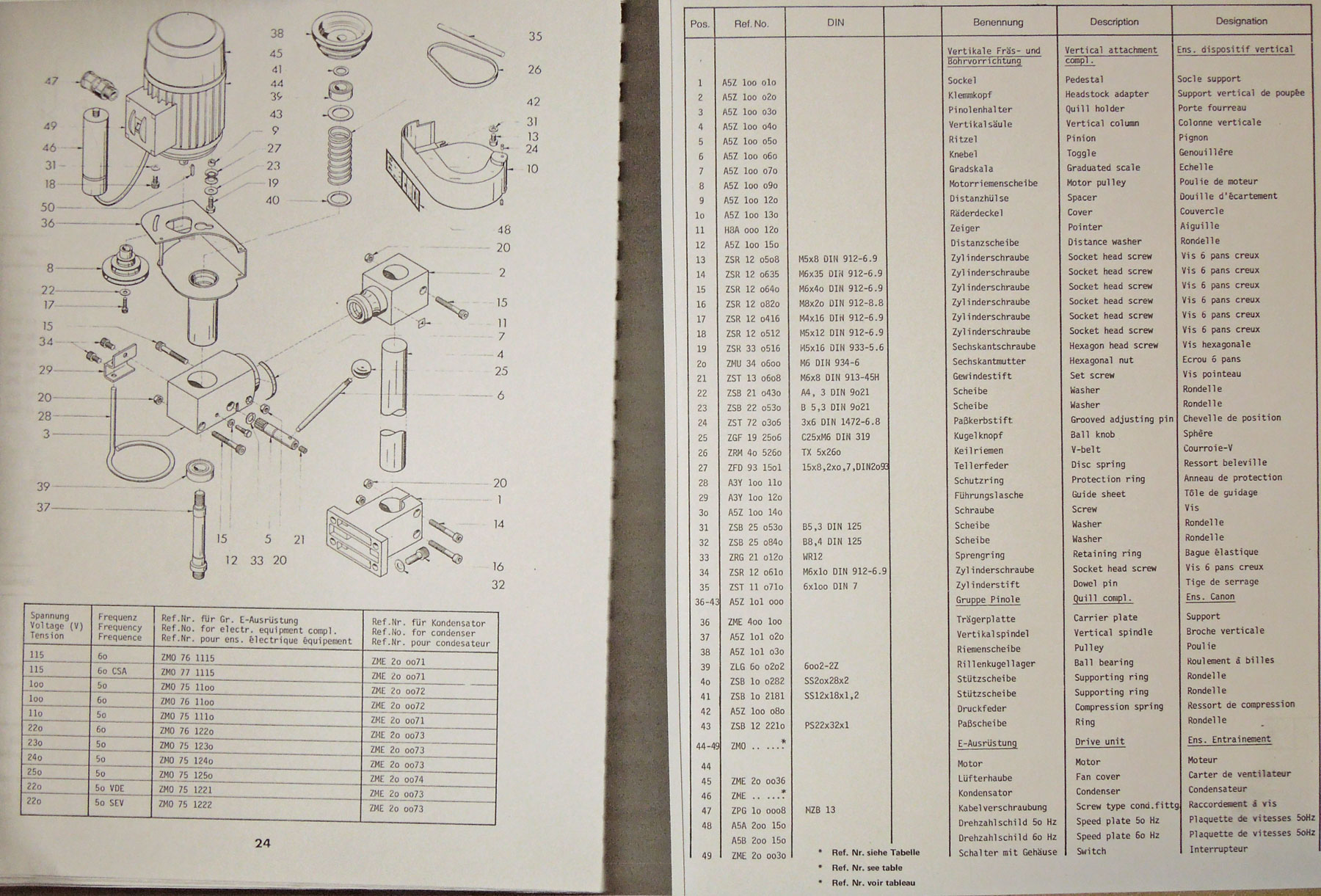 Emco Compact 5 or 8 Spindle Motor for Vertical Milling Attachment 1003