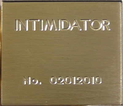 Intimidator Nameplate & Serial Number